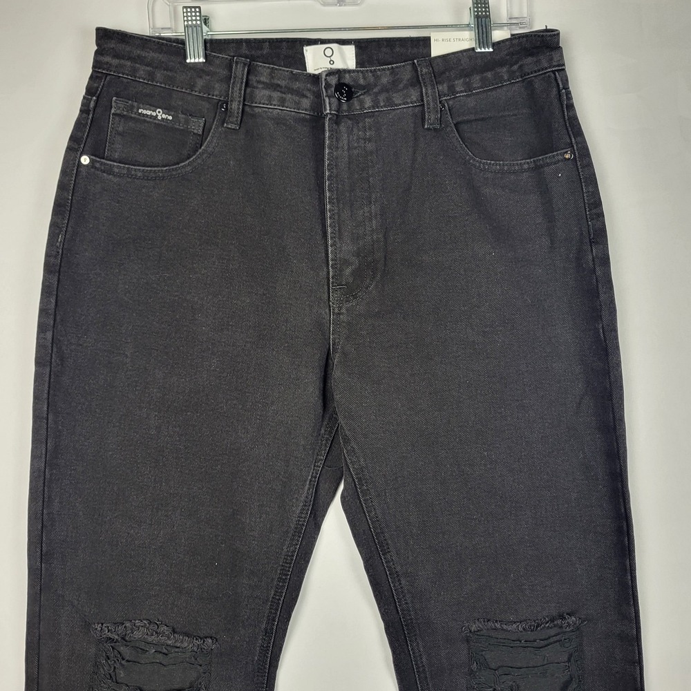 Insane Gene Jeans Women's 11‎ 29 Black Raw Hem Distressed Cropped Straight Leg